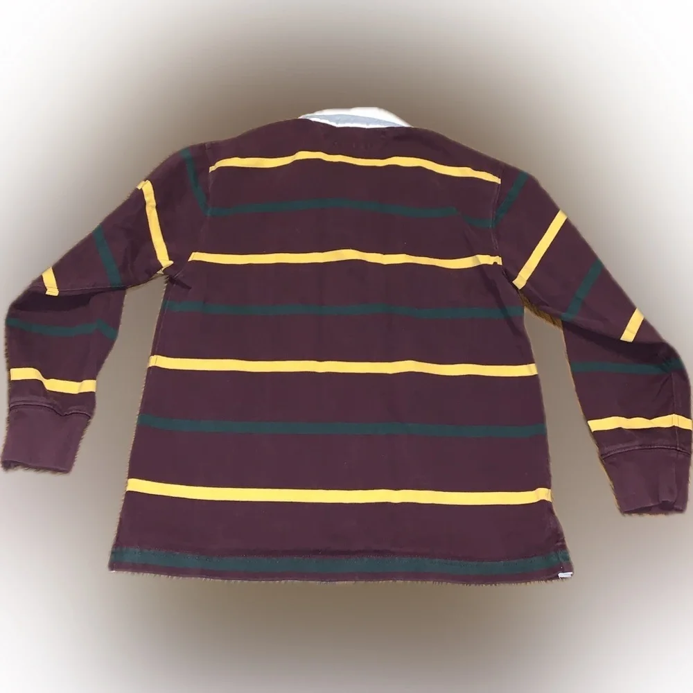Polo Ralph Lauren Collar Maroon Yellow Striped Collegiate Rugby Polo M (12/14)